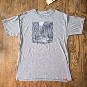 Gray Crew Neck Short Sleeve Tee with Graphic